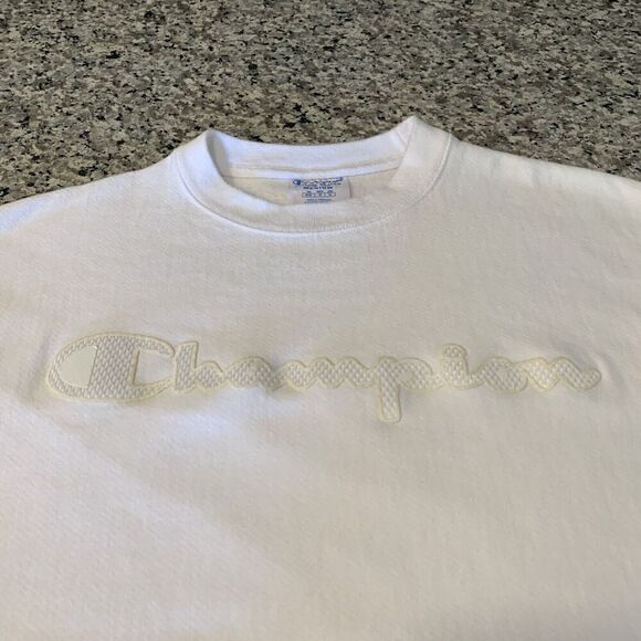Vintage Champion Reverse Weave Sweatshirt Mens M 80s-90s Distressed Spellout - Picture 4 of 7